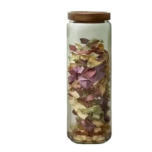 Bocaux en verre couvercle bois - Boite de rangement