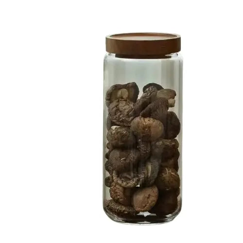 Bocaux en verre couvercle bois - Boite de rangement