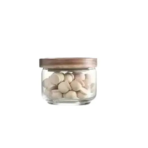 Bocaux en verre couvercle bois - Boite de rangement