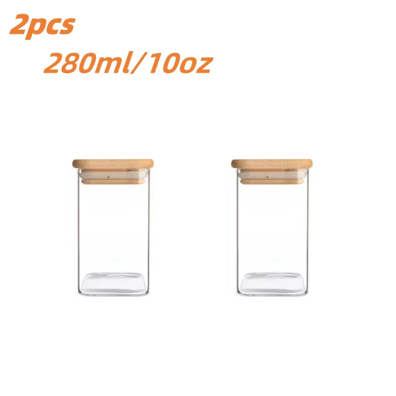 1/2/4/8pcs, 10oz Glass Jars With Airtight Lids, Candy Jars, Food Storage Containers With Bamboo Lids, Clear Jars - Boite de rangement