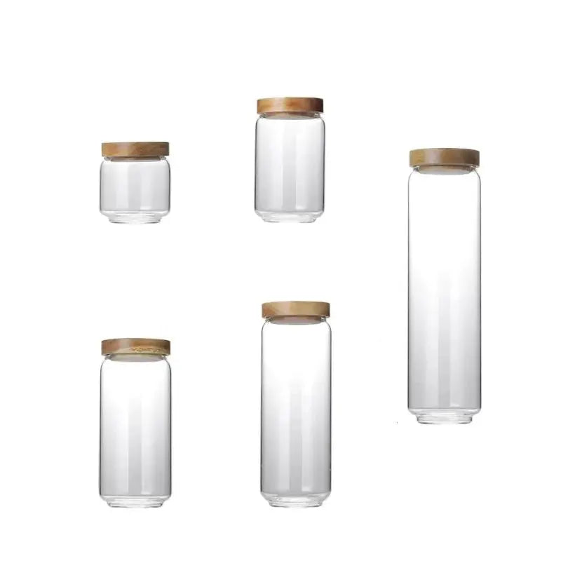 Boite en verre avec couvercle bois - bocaux