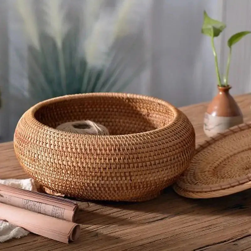 Panier en rotin avec couvercle - panier