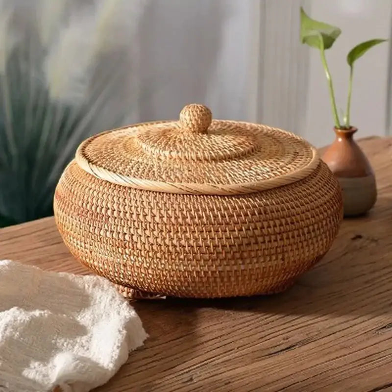 Panier en rotin avec couvercle - panier