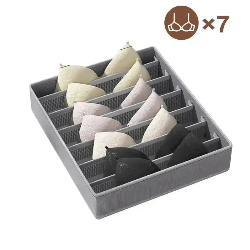 Rangement soutien gorges - 7 grilles gris - organiseur