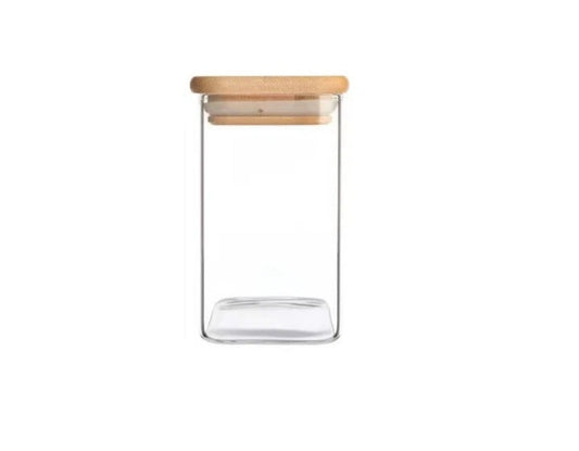 Bocaux hermétiques en verre couvercle bambou fond blanc
