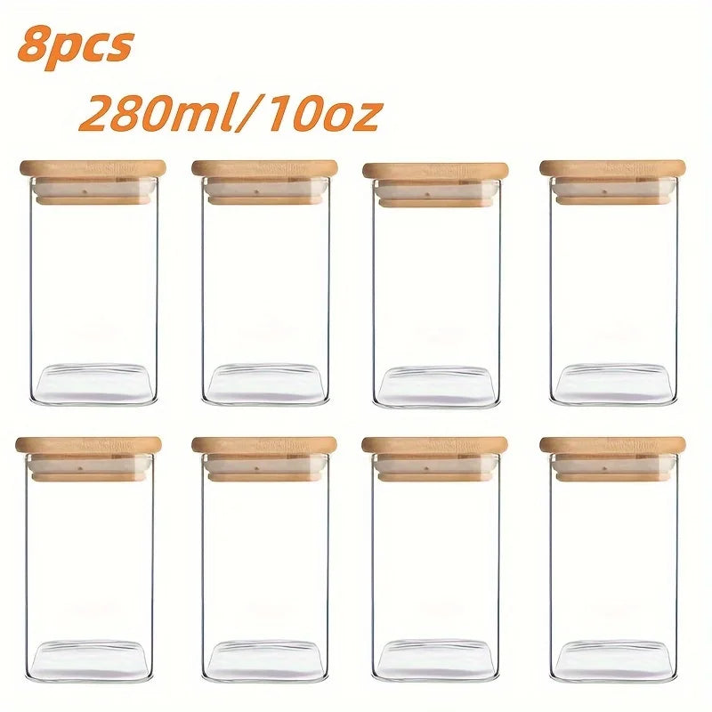Bocaux hermétiques en verre couvercle bambou lot de 4