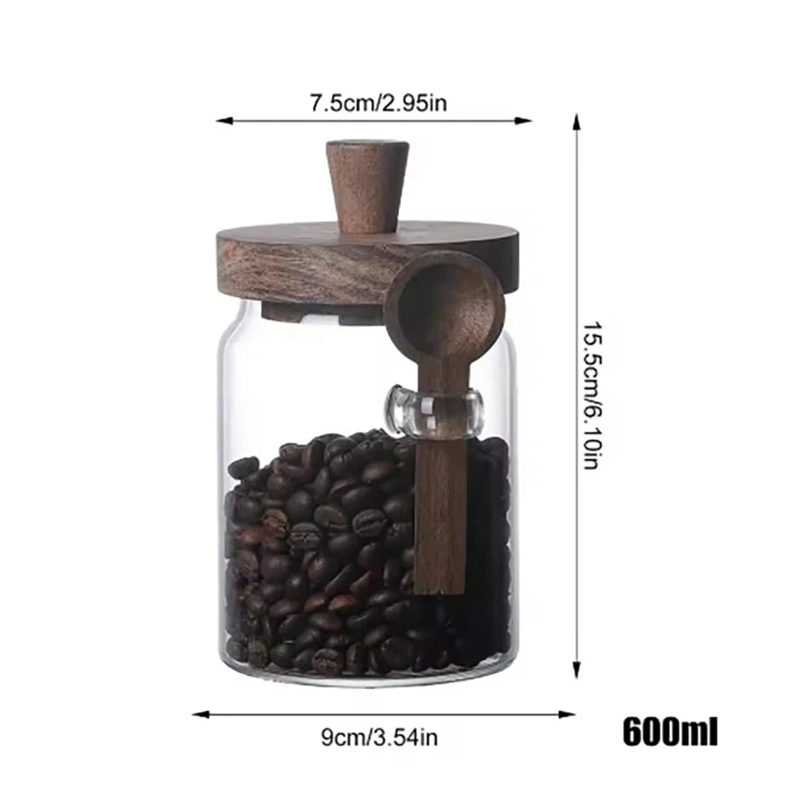 Contenants verre couvercle bois ouverts pour sucre et café
