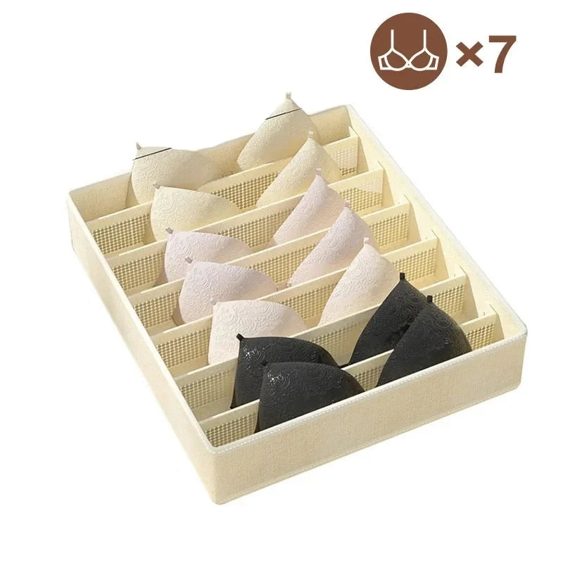 Boite de rangement soutien gorges - 7grids-beige