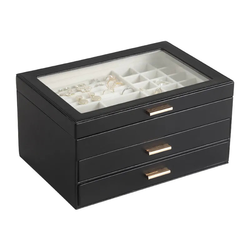 Boîte à bijoux avec tiroirs - Noire - boite
