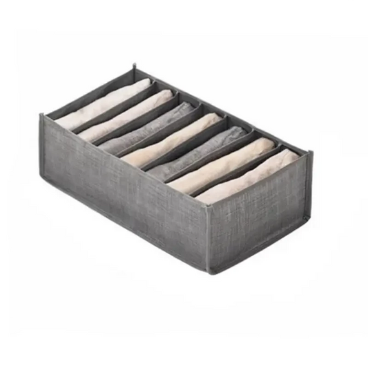 Petite boite de rangement 7 emplacements en tissus gris -